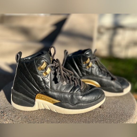 🏀 🐲☑️Nike Air Jordan XII / 12 | Retro Reptile 2019 | Midnight Black Gold White - Picture 15 of 16